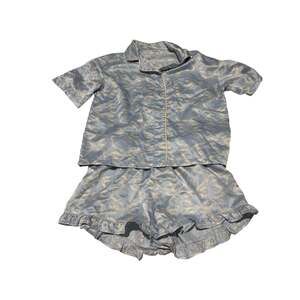 Art class 10/12 pj’s blue bows ruffles shorts and button up short sleeve top euc